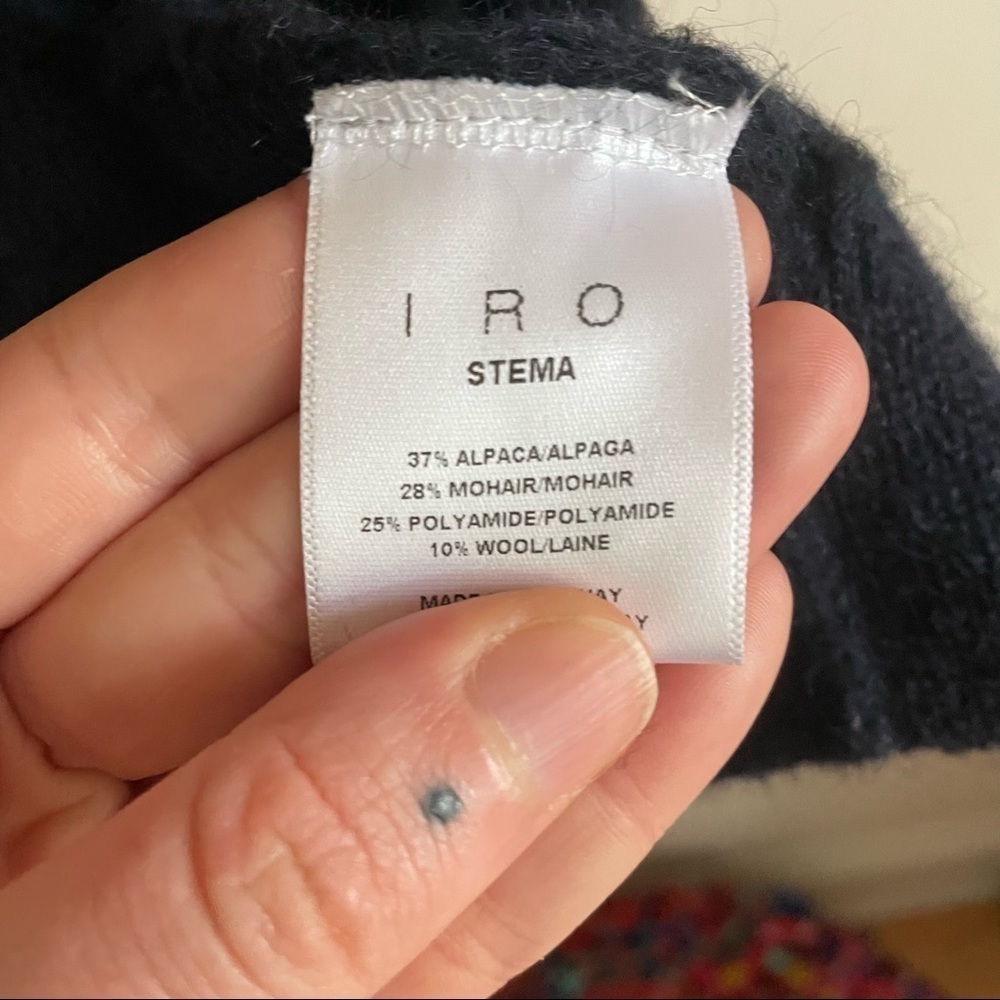 Iro Stema Navy Leopard Print Open Shawl Cardigan … - image 4